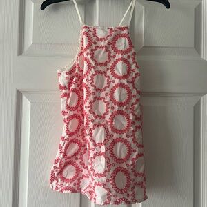 Banana Republic Pink and White Camisole with Bold Geometric Design